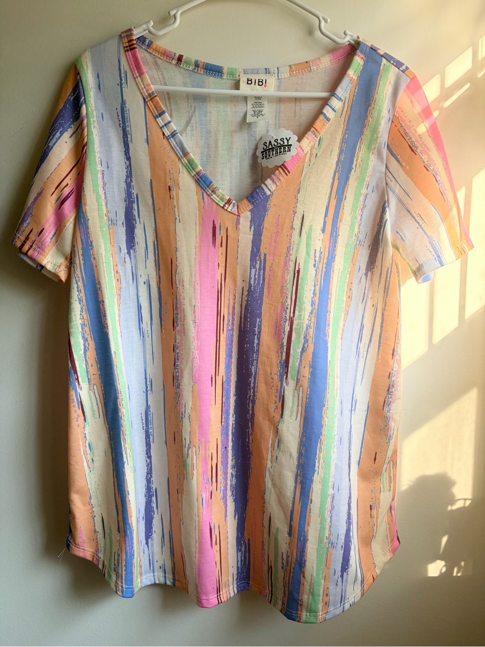 BiBi Short Sleeve Abstract Oversize Loose Flowy Pastel Size Womenâs S Whimsical